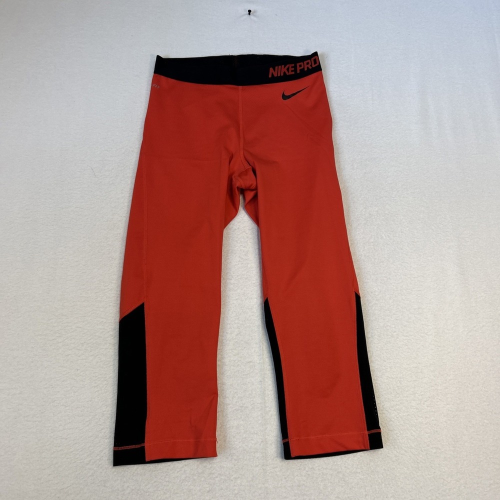 Nike Pro Womens Medium Dri Fit Hypercool Training Capri Leggings Red 642564